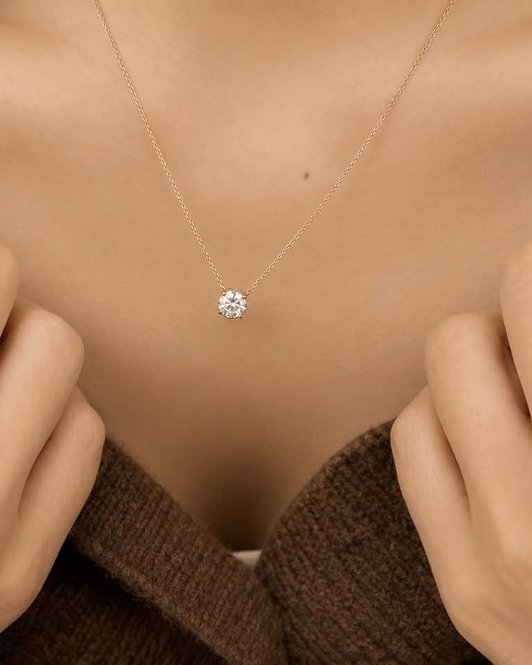 Heirloom Classic 1ct Round Brilliant Diamond Solitaire Necklace