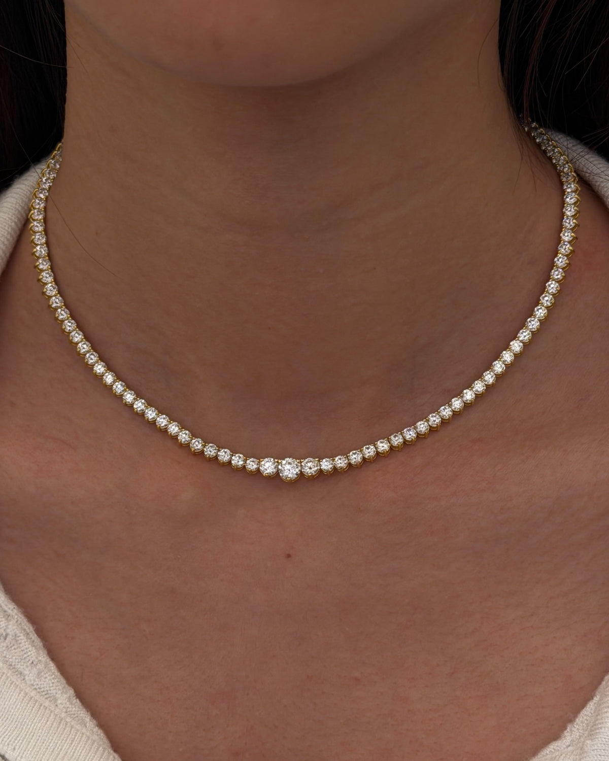 24 Hours Eternity Round Moissanite Tennis Necklace 17ct